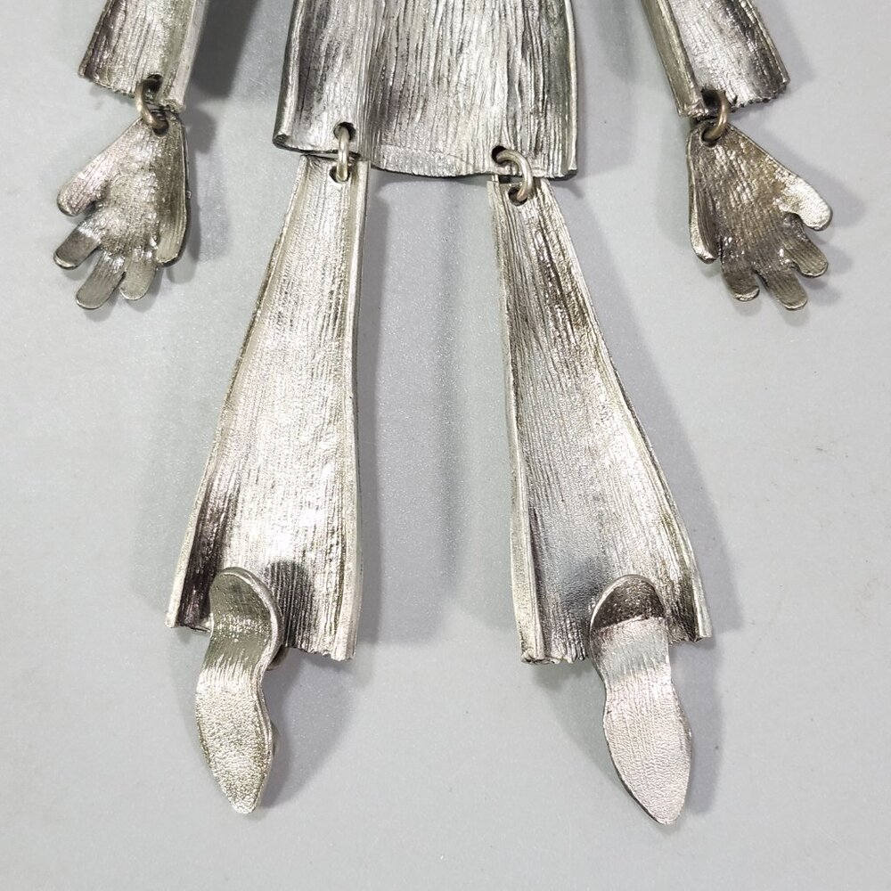 Pewter Circus Clown Articulated Jester Necklace Charm Statement Fashion Jewelry - Picture 8 of 11